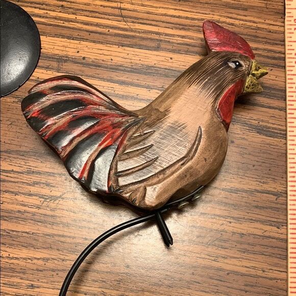 Vintage Rocking Balance Rooster Wood Sculpture - Picture 9 of 10